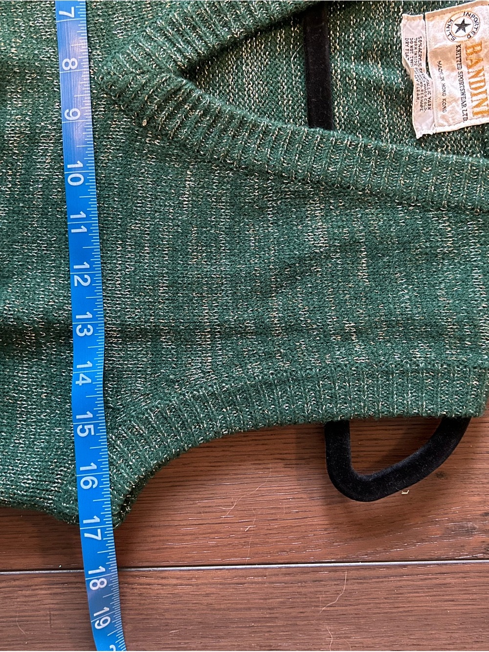Vintage Bandini Green Knit Sweater Vest, V-Neck Sleeveless Metallic Speckled M - Picture 5 of 6